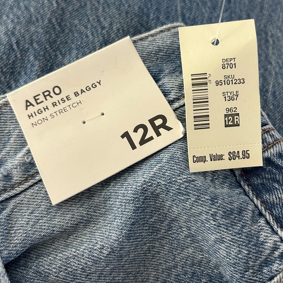 Aeropostale NWT High Rise Baggy Wide Leg Distressed Jeans Sz 12 Regular Y2K - Picture 8 of 8